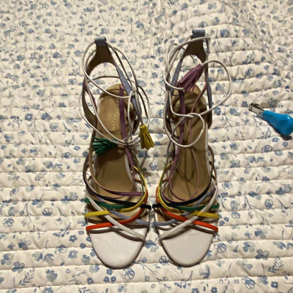 Ann Taylor Women’s Strappy Lace-Up Stiletto Open Toe Tassel Heels Size 7M